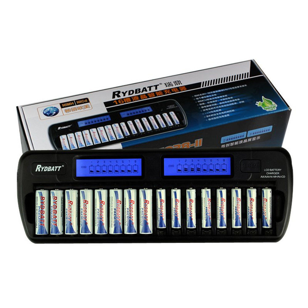 16 slots LCD Smart Battery Charger For AA AAA NI-MH NI-CD Batteries 16-banks Smart LCD Display