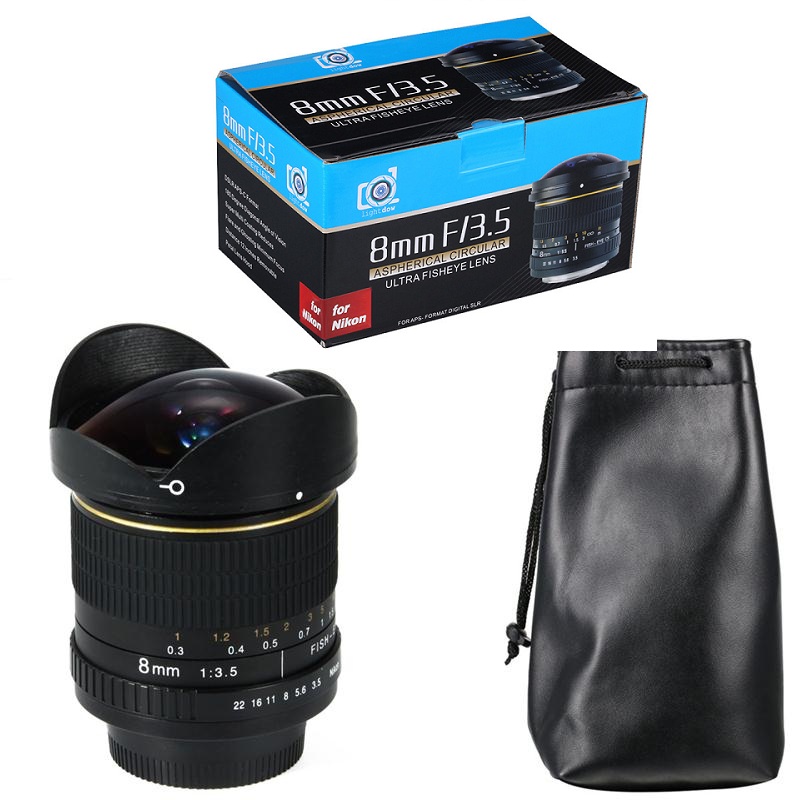 8mm F/3.5 Ultra Wide Angle Fisheye Lens for Nikon DSLR Camera D3100 D3200 D5200 D5500 D7000 D7200 D800 D700 D90 D7100