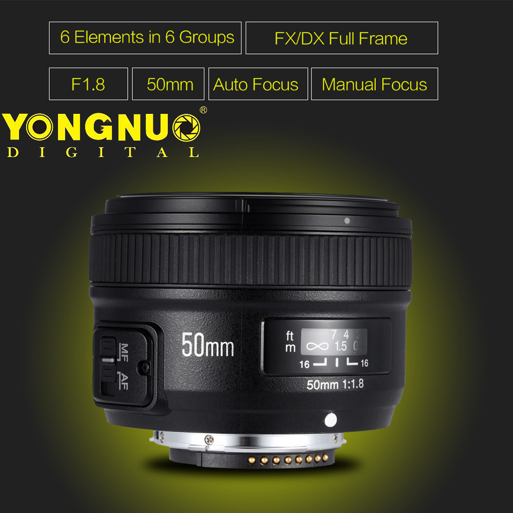YONGNUO YN50mm F1.8 Large Aperture Auto Focus Lens For Nikon D800 D300 D700 D3200 D3300 D5100 D5200 D5300 DSLR Camera Lens