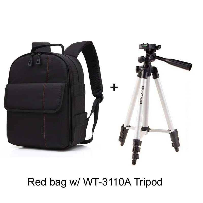 Waterproof Digital DSLR Photo Padded Backpack w/ Rain Cover Bag Case w/ WT-3110A Photo Camera Tripod Stand w/ Phone Clip