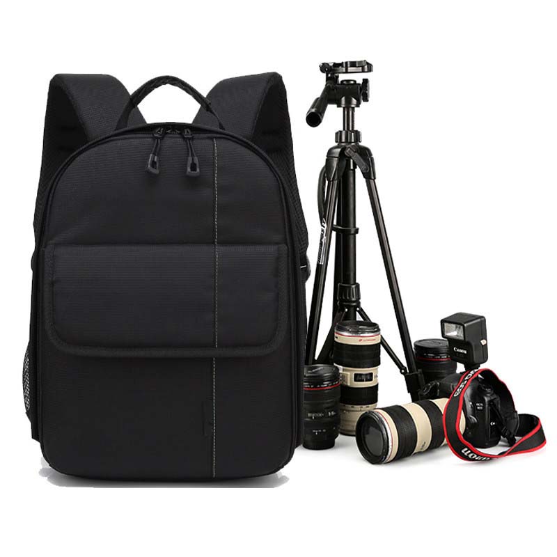 Waterproof Digital DSLR Photo Padded Backpack w/ Rain Cover Bag Case w/ WT-3110A Photo Camera Tripod Stand w/ Phone Clip