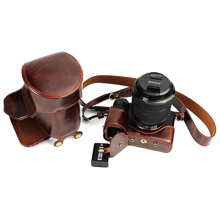 Digital Camera Leather Case Cover for Sony A7II A7 II A7ii Camera Case Charging Directly black coffee brown