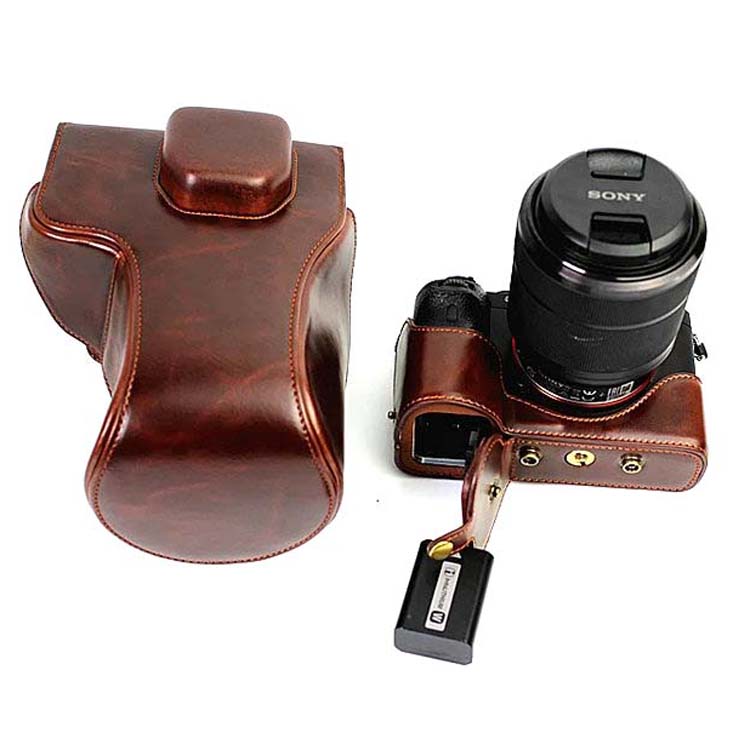 Digital Camera Leather Case Cover for Sony A7II A7 II A7ii Camera Case Charging Directly black coffee brown