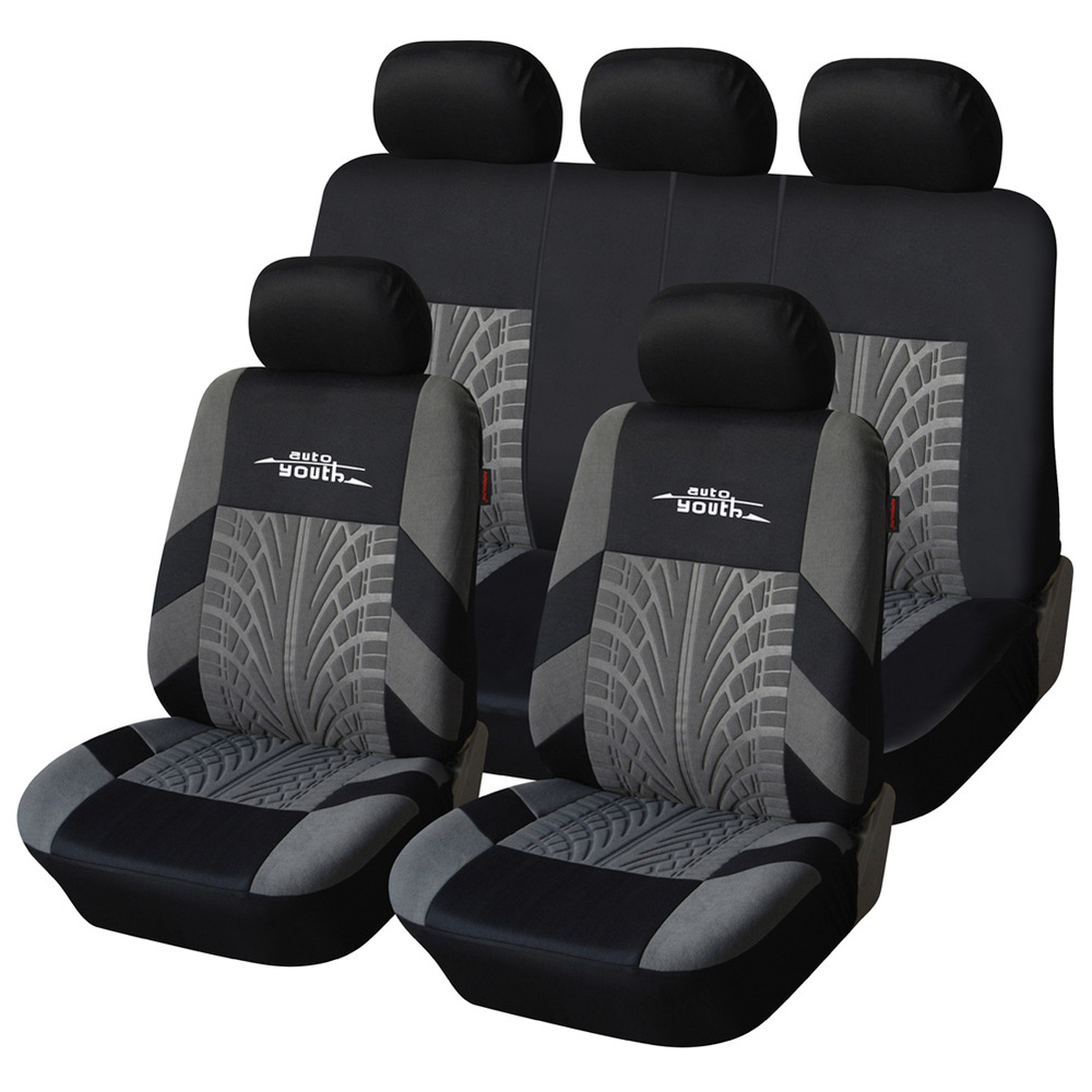 Embroidery Car Seat Covers Set Universal Fit Most Cars Covers with Tire Track Detail Styling Car Seat Protector