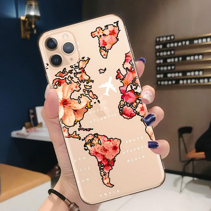 Mobile cell phone case cover for APPLE iPhone 12 Mini World Map Travel Just Go Soft TPU plane Cover 