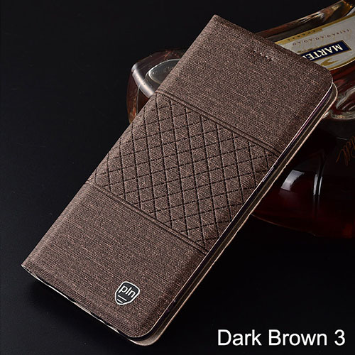 Mobile cell phone case cover for LG G8s Plaid style Canvas pattern Leather Flip Cover 