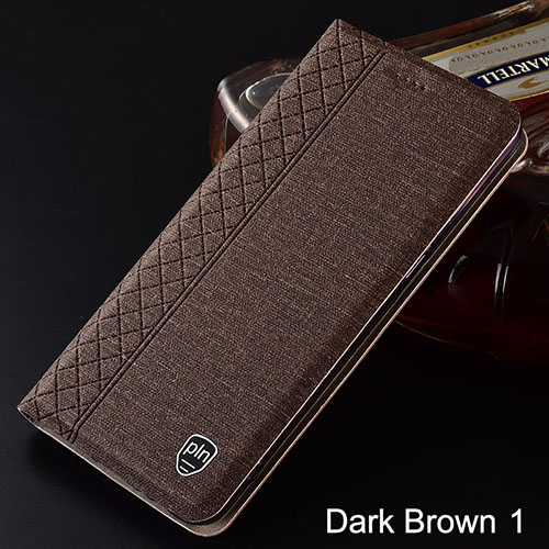 Mobile cell phone case cover for LG Q60 Plaid style Canvas pattern Leather Flip Cover 