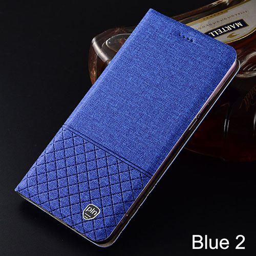 Mobile cell phone case cover for LG G8 ThinQ Plaid style Canvas pattern Leather Flip Cover 