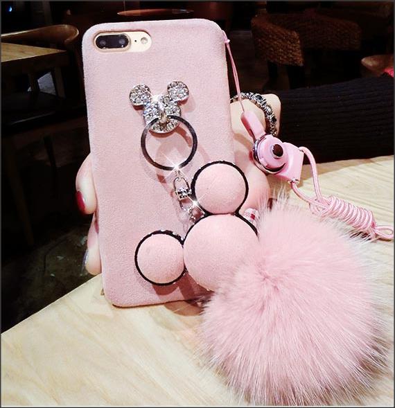 Shockproof Case Cover For iPhone 6 plus,6s plus With Hairball Pompon Wrist Strap Wristlet
