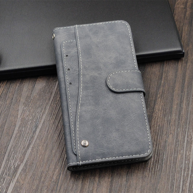 Mobile cell phone case cover for LG Q7 Luxury Wallet Case Vintage Flip Leather Silicone Cover Card Slots 