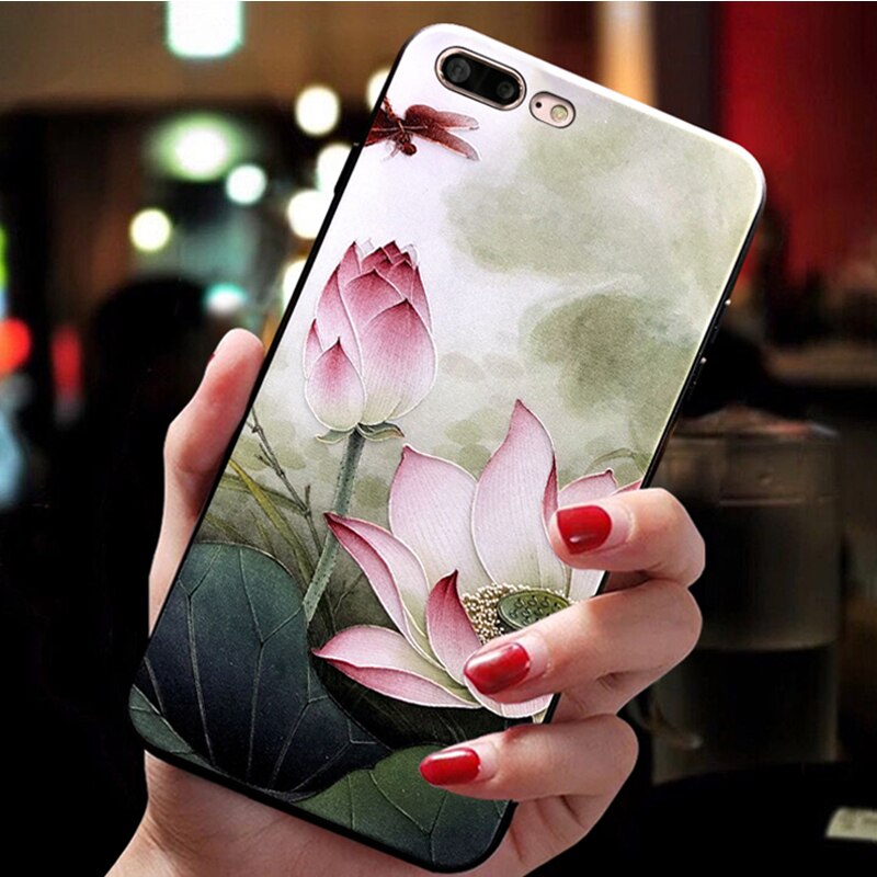 Mobile cell phone case cover for SAMSUNG Galaxy A60 3D Emboss Flower Case 