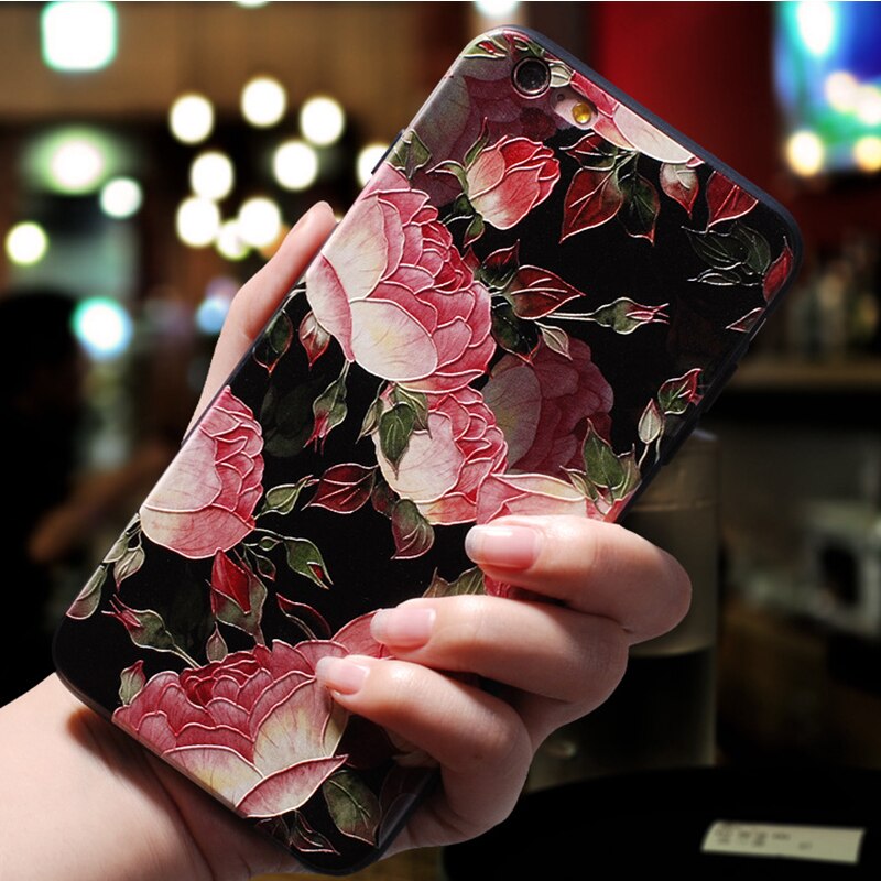Mobile cell phone case cover for SAMSUNG GALAXY A6 Plus 2018 3D Emboss Flower Case 