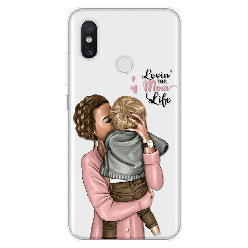 Mobile cell phone case cover for XIAOMI Redmi Note 5 Black Brown Hair Baby boy,Girl and Mom mother day Case xiaomi phone case cover 