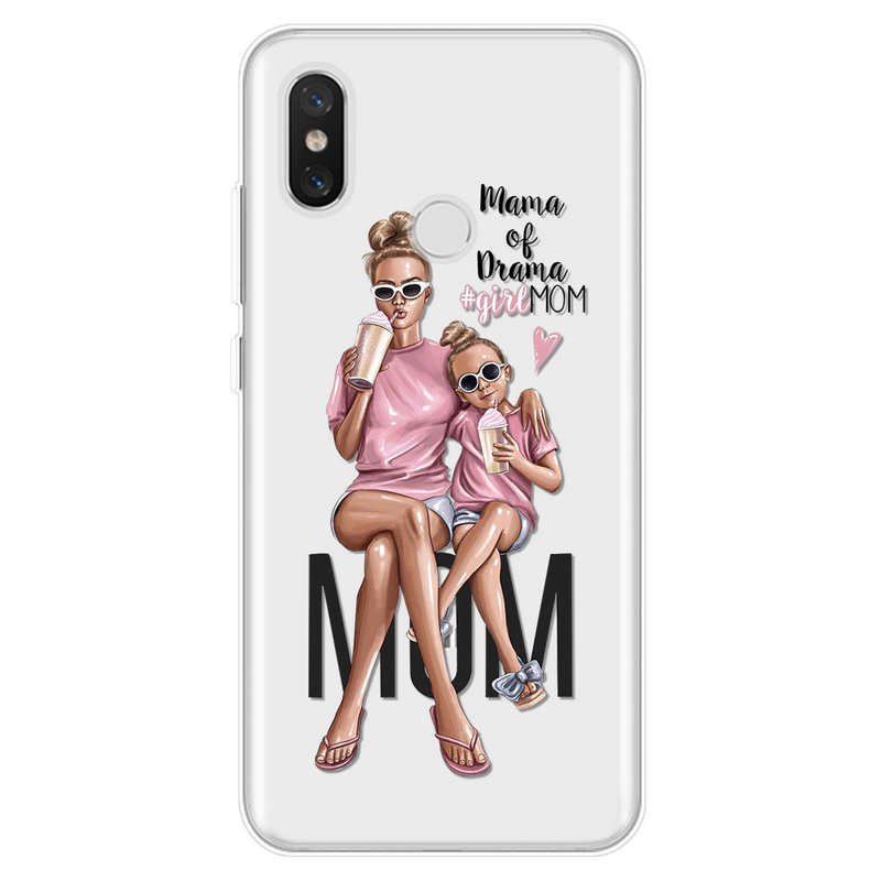 Mobile cell phone case cover for XIAOMI Redmi 6 Pro Black Brown Hair Baby boy,Girl and Mom mother day Case xiaomi phone case cover 