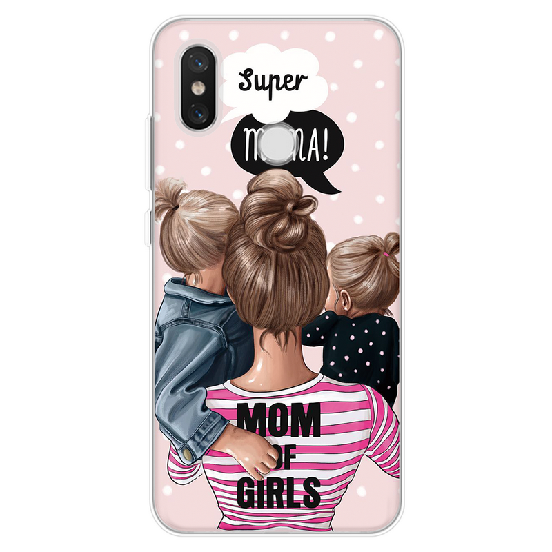Mobile cell phone case cover for XIAOMI Redmi Note 6 Pro Black Brown Hair Baby boy,Girl and Mom mother day Case xiaomi phone case cover 
