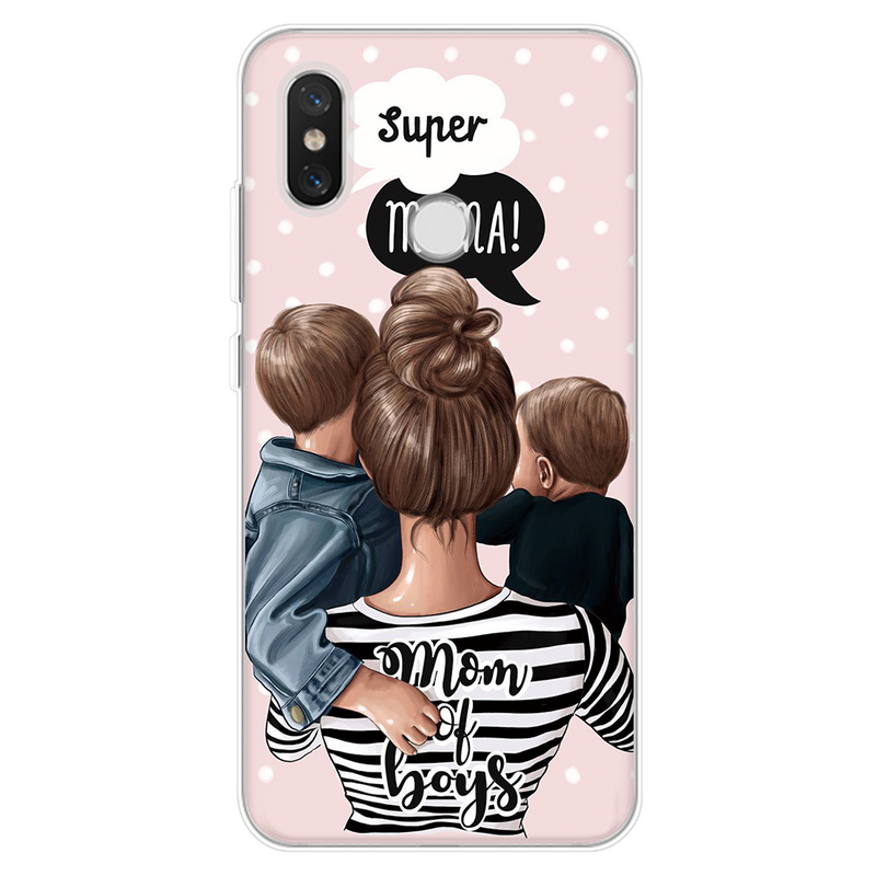 Mobile cell phone case cover for XIAOMI Redmi 4A Black Brown Hair Baby boy,Girl and Mom mother day Case xiaomi phone case cover 