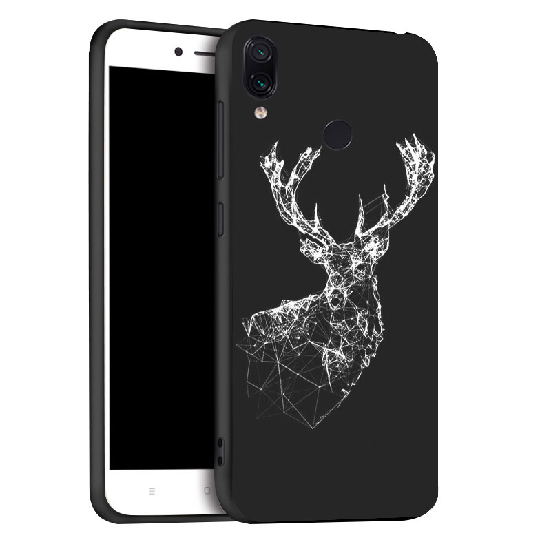 Mobile cell phone case cover for XIAOMI Redmi Note 8 3D DIY Painted Black Silicon Soft TPU CaseDeer, flowers, love, fingers, hugs 