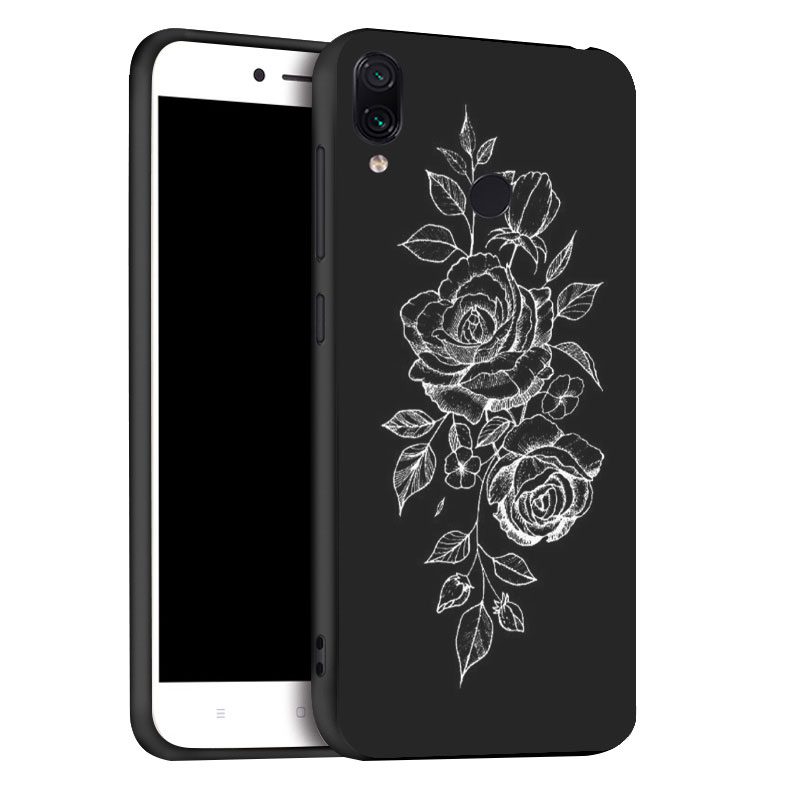 Mobile cell phone case cover for XIAOMI Redmi Note 8 3D DIY Painted Black Silicon Soft TPU CaseDeer, flowers, love, fingers, hugs 
