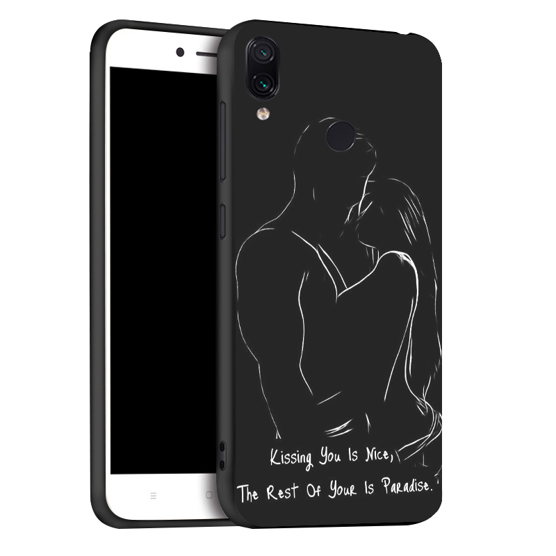 Mobile cell phone case cover for XIAOMI Redmi 7A 3D DIY Painted Black Silicon Soft TPU CaseDeer, flowers, love, fingers, hugs 