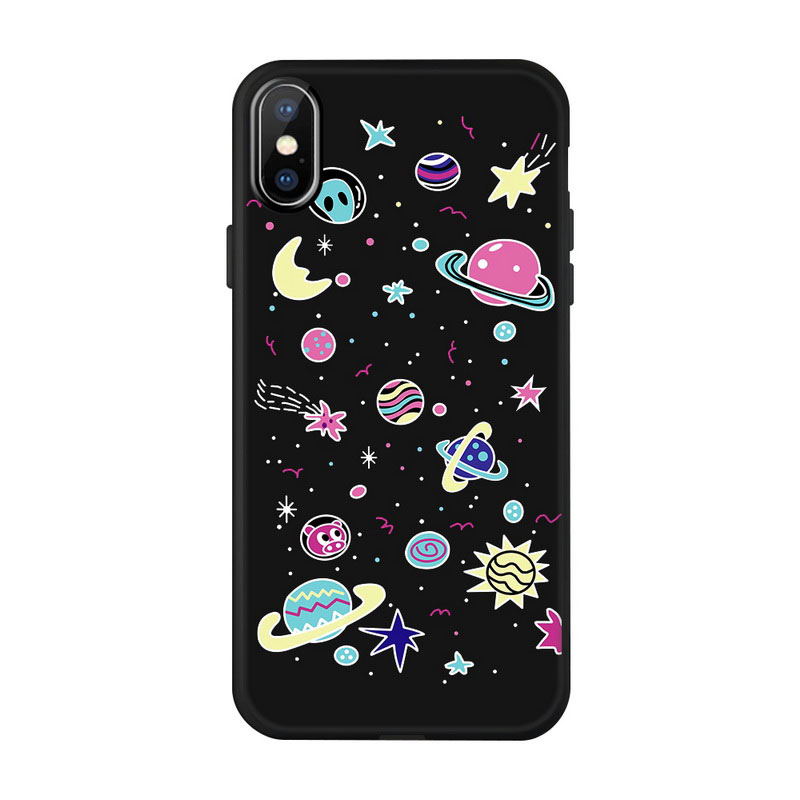Mobile cell phone case cover for APPLE iPhone XS Black fashion design Pattern Case
 