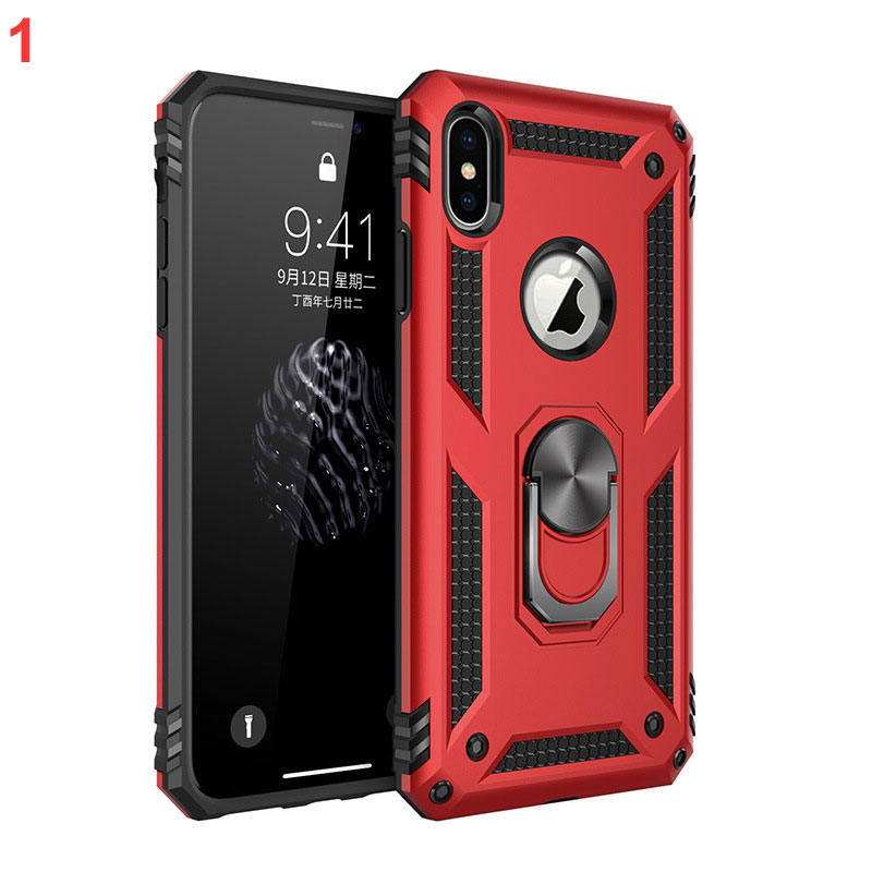 Mobile cell phone case cover for APPLE iPhone X Military-grade anti-fall armor bracket car ring magnet 
