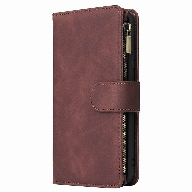 Mobile cell phone case cover for SAMSUNG Galaxy S10e Multi-functional zipper leather sleeve max card holder wallet lanyard solid color 