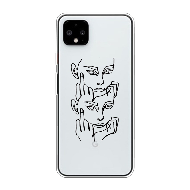 Mobile cell phone case cover for GOOGLE Pixel 4 XL Funny Face Abstract Cartoon Silicone FundasAnti-knock Dirt-resistant 