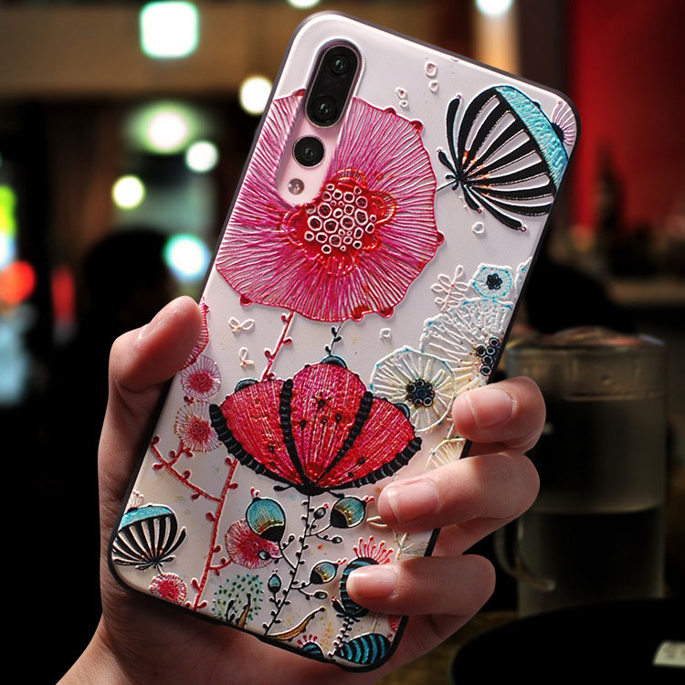 Mobile cell phone case cover for HUAWEI Mate 20 X Painted embossed tpu creative anti-fall 