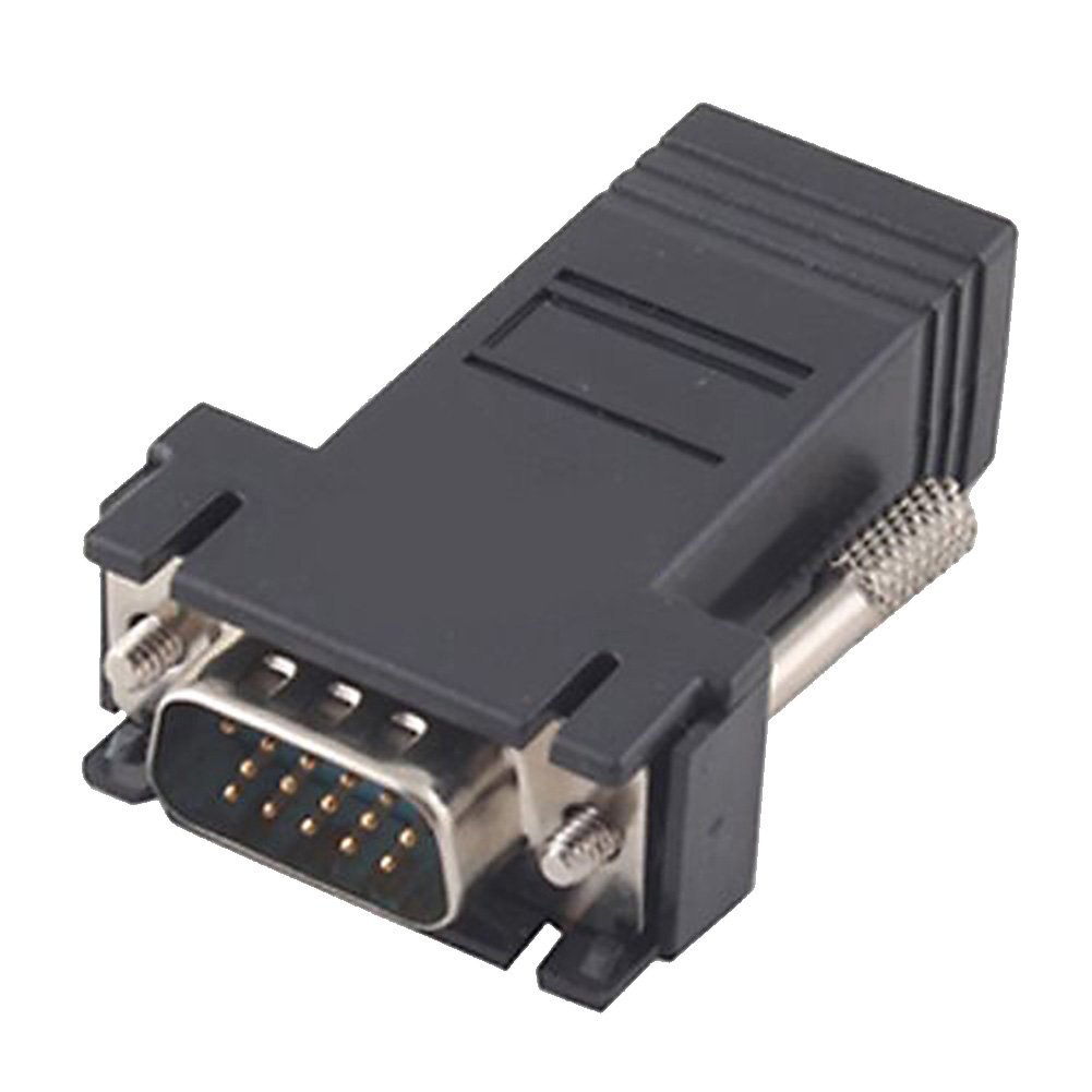 VGA Extender Male to CAT5 CAT6 RJ45 Network Cable Adapter Black

