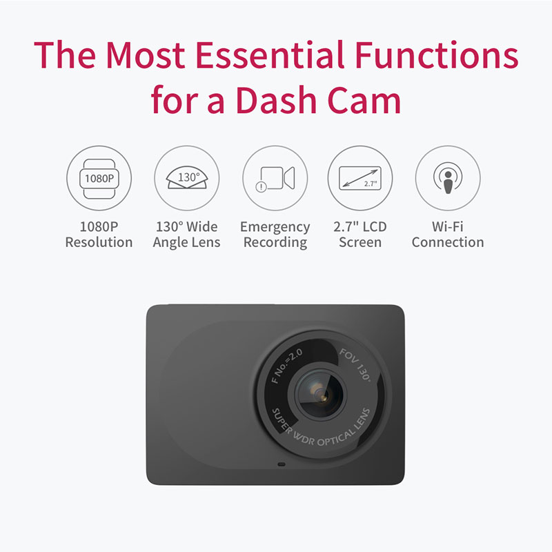 Compact Dash Camera 1080p Full HD Car Dashboard Camera with 2.7 inch LCD Screen 130 WDR Lens G-Sensor Night Vision Black