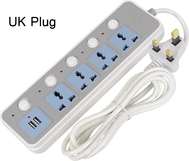 Smart Power Strip 10 A Fast Charging 2 USB Extension Socket Plug 4 Standard Socket Adapter CN UK EU