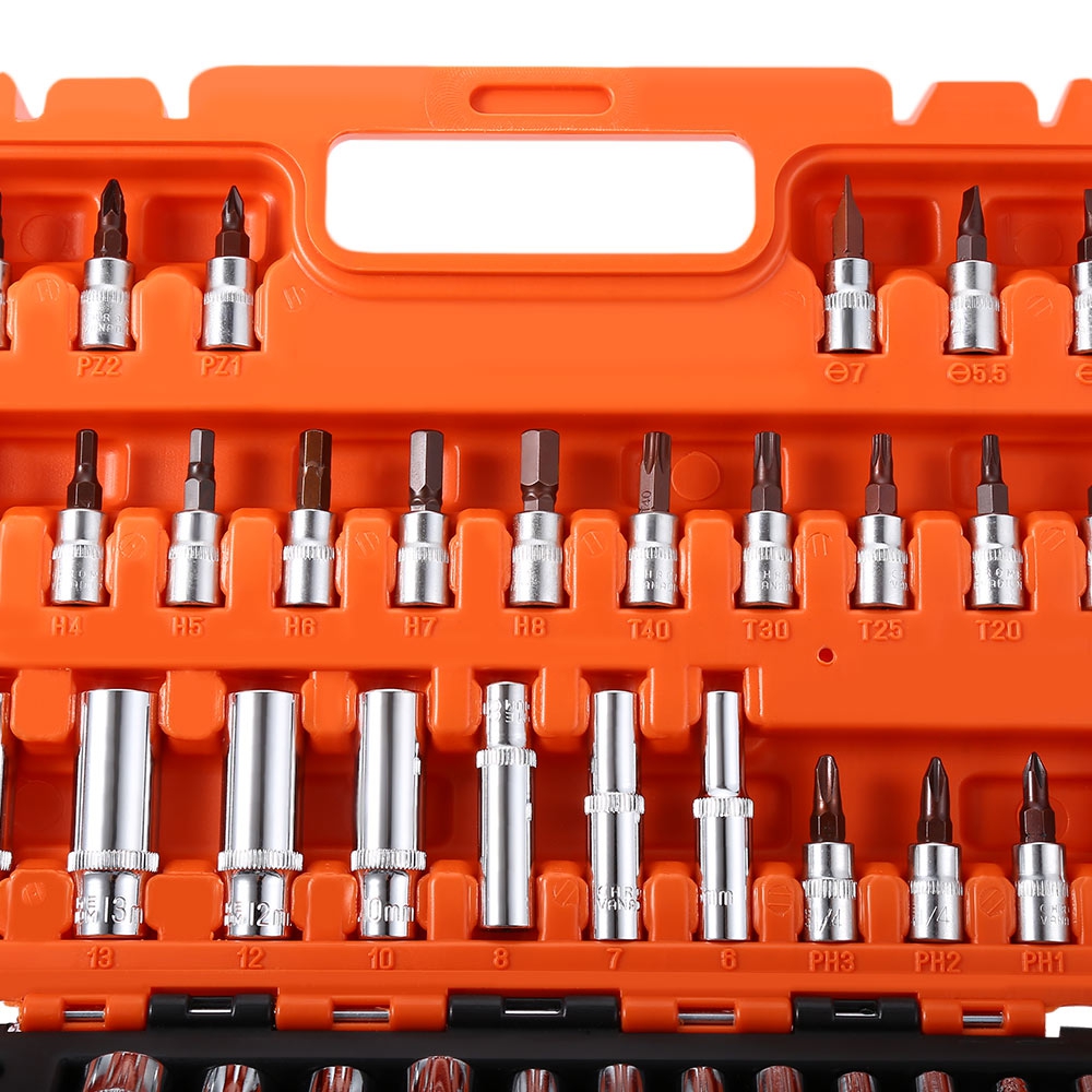 53pcs Automobile Motorcycle Car Repair Tool Box Precision Ratchet Wrench Set Sleeve Universal Joint Hardware Tool Kit For Car