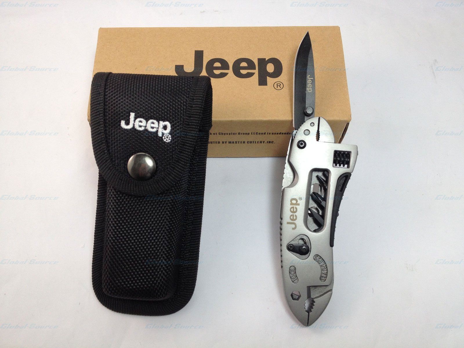 Jeep Multi-Tool Adjustable Wrench Jaw Screwdriver Plier Knife Survival Gear +Box
