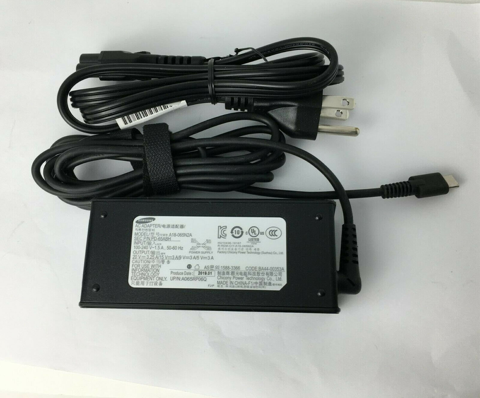 Original Samsung Notebook 9 pro NP930MBE-K05US A18-065N2A BA44-00353A AC Adapter