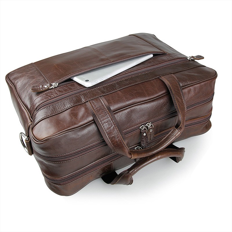 Genuine Leather Men Briefcase 17 Inch Business Laptop Bag Men's Messenger Bags Lawyer Handbag Shoulder Bag For men women