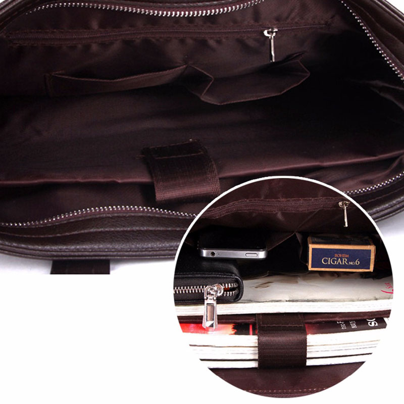 14,15.6inch Fashion Simple Business Men Briefcase Bag Leather Laptop Bag Shoulder bags