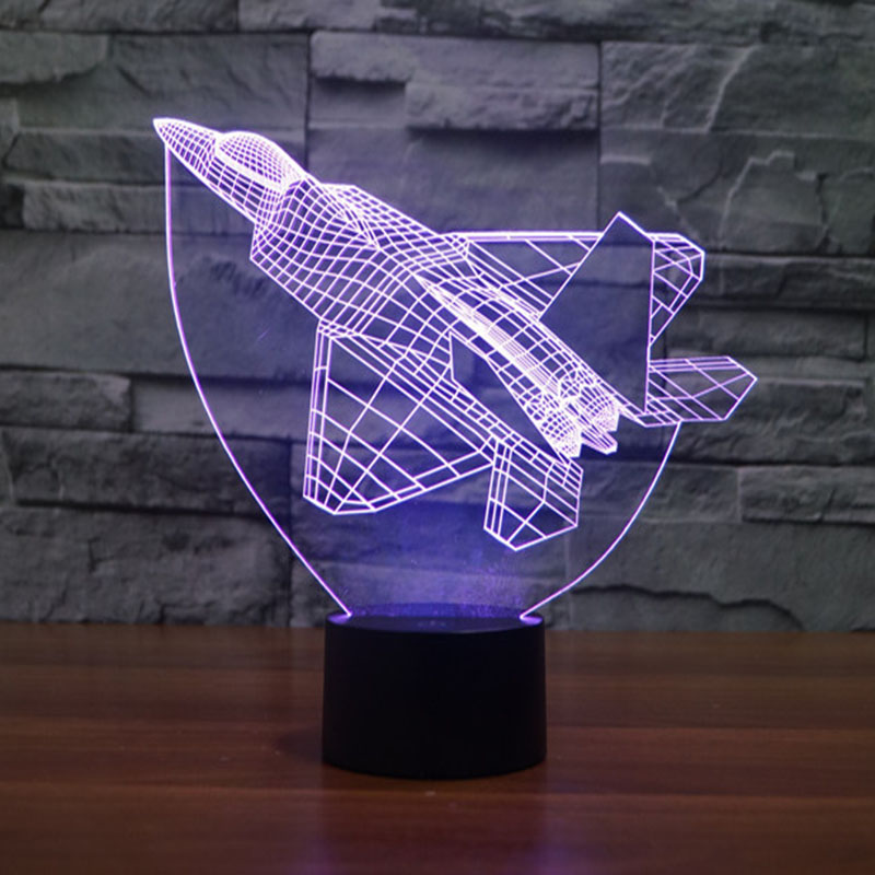 Creative Airplane Night Light and Lamp 7 Colors Chaning 3D LED Night Light Acrylic Atmosphere Lamp Novelty Lighting
