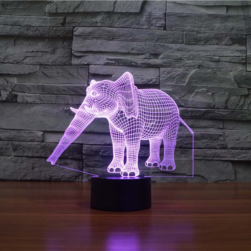 Amazing 3d Illusion Elephant Lamp LED Night Lights with 7 Colors Lamp as Home Decoration Cute Gifts for Boys Girls