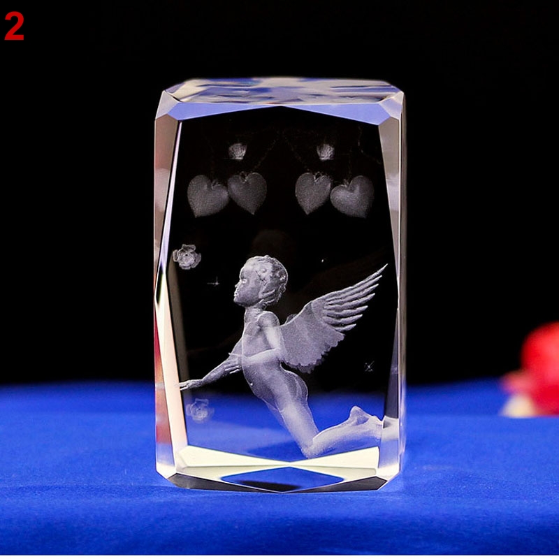 Angel LASER ENGRAVING CRYSTAL LED night Light With Light Base Table Led Lamps Novelty Gift birthday Christamas day