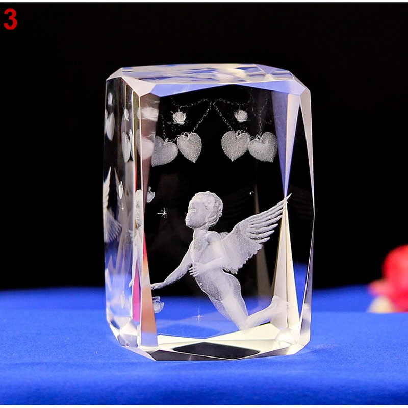 Angel LASER ENGRAVING CRYSTAL LED night Light With Light Base Table Led Lamps Novelty Gift birthday Christamas day