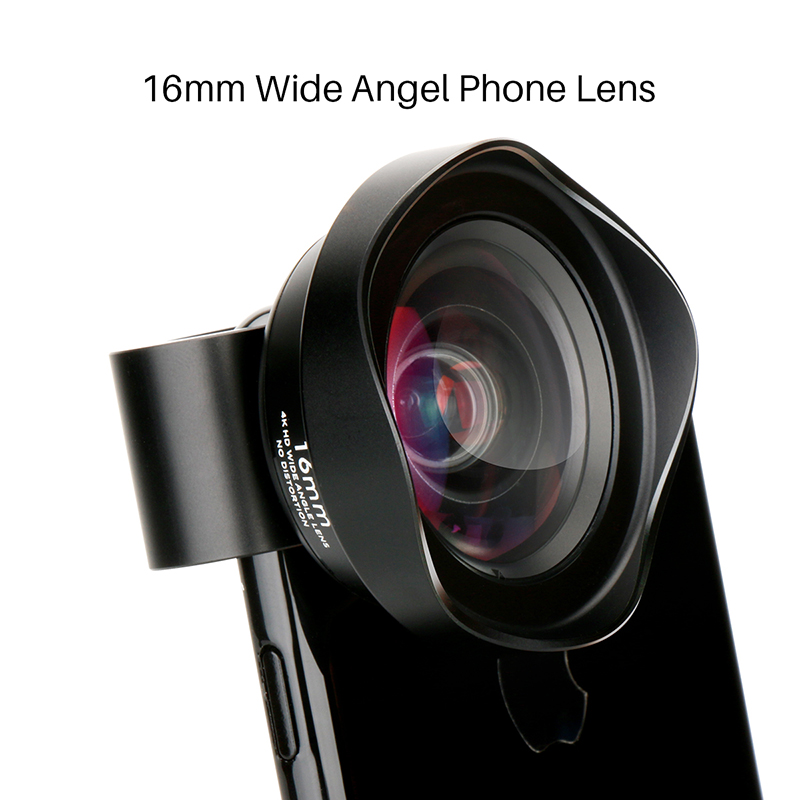 16mm 4K Wide Angle Phone lens 4K Professinal Mobile Phone Lenses HD Camera lenses for iPhone X 8 iPad 4 Huawei Xiaomi Mobile