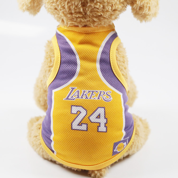purple&yellow lakers 24, Spring Summer World Cup soccer basketball Dog clothes pet clothes vest