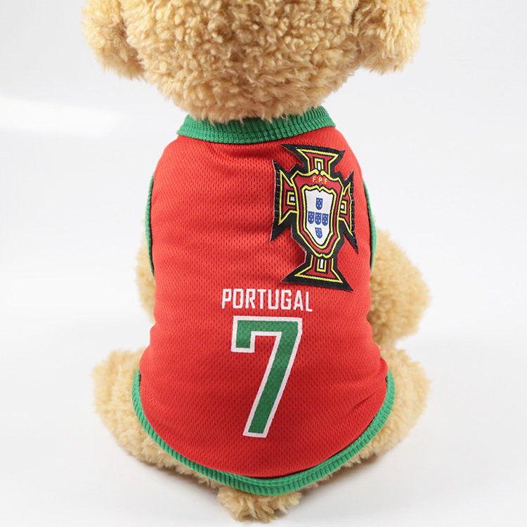   red portugal 7, Spring Summer World Cup soccer basketball Dog clothes pet clothes vest
