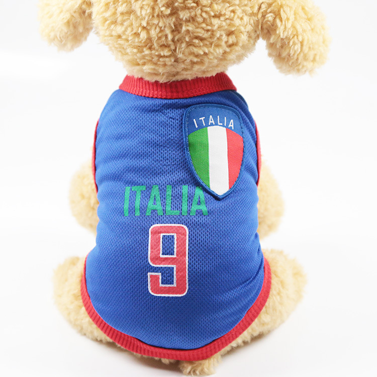 dark blue italia 9  Spring Summer World Cup soccer basketball Dog clothes pet clothes vest
