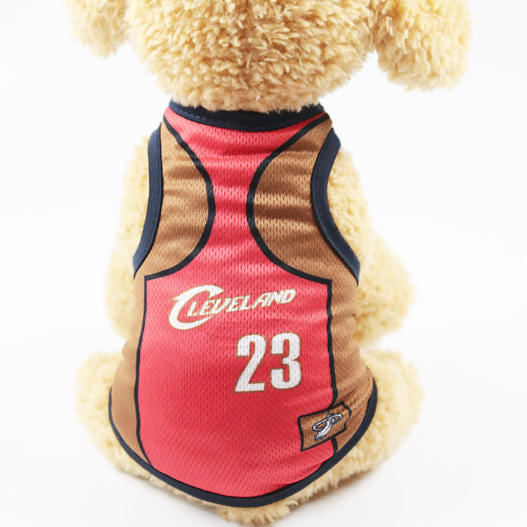 red&brown cleveland 23  Spring Summer World Cup soccer basketball Dog clothes pet clothes vest