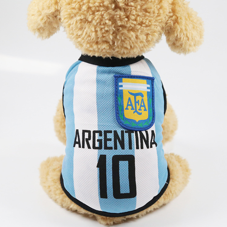 white&blue Argentina 10 Spring Summer World Cup soccer basketball Dog clothes pet clothes vest