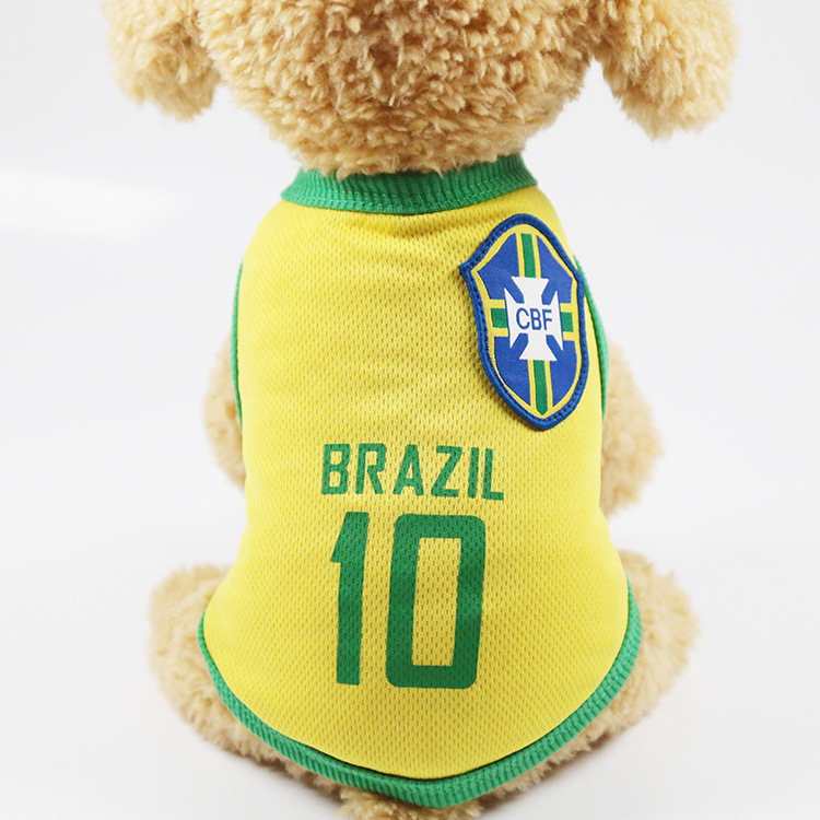   yellow Brazil 10 Spring Summer World Cup soccer basketball Dog clothes pet clothes vest