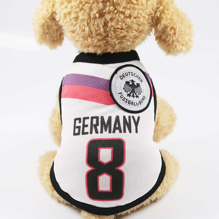   white germany 8 Spring Summer World Cup soccer basketball Dog clothes pet clothes vest