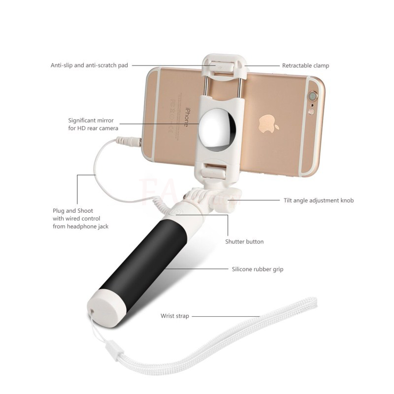 Universal Mini Selfie Stick For iPhone Xiaomi Huawei Samsung sony Mobile Phone Foldable Tripod Mirror Wired Selfie Sticks