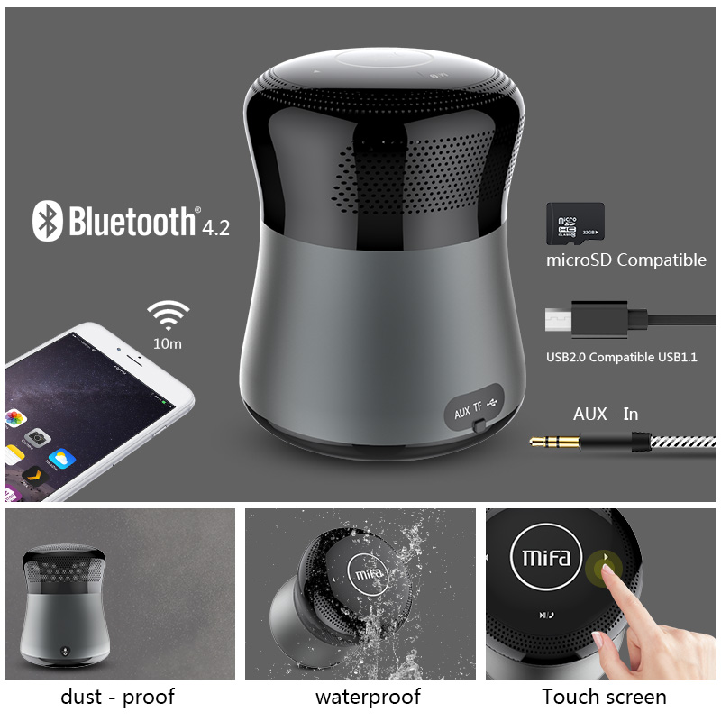 A3 Bluetooth speakers Touch Control Wireless Portable Speaker HiFi 3D Stereo Support TF Card AUX Handsfree With Microphone